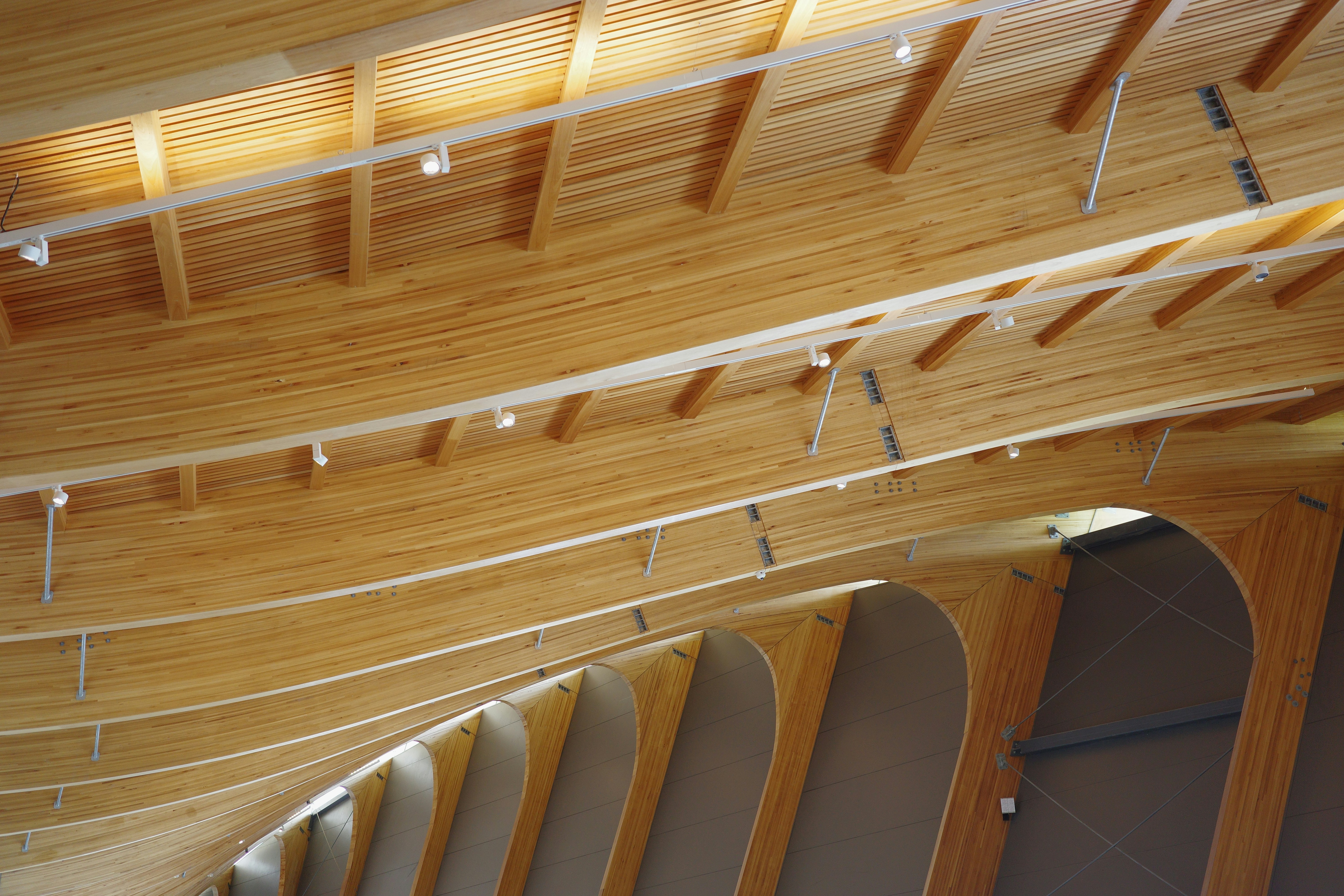 Mass timber CLT construction — wooden frame on concrete building structural wood architecture